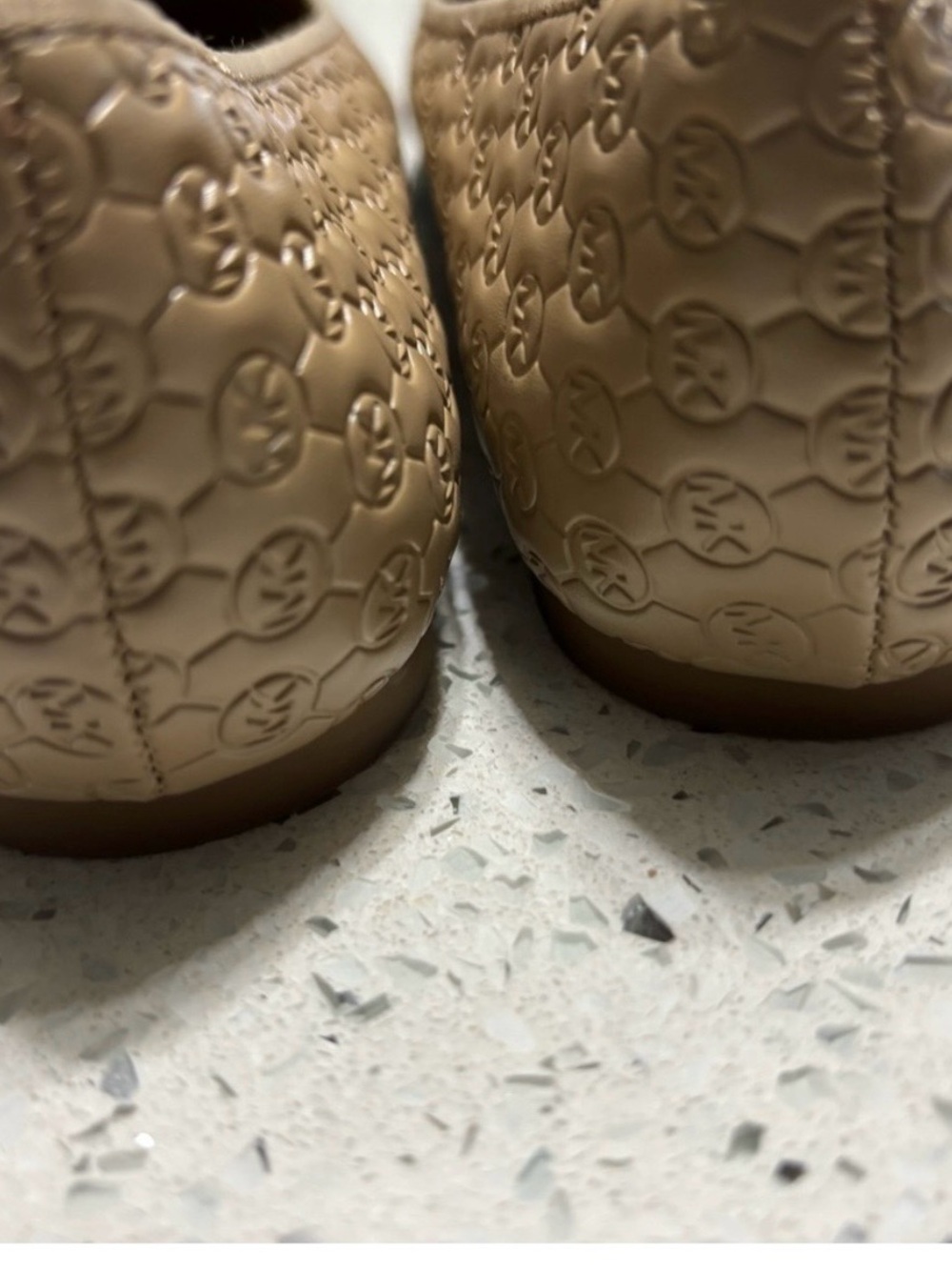 Michael Kors Beige Logo Ballet Flats with Gold Cap Toe - Picture 10 of 10